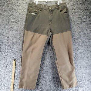 Columbia Pants Mens Size 38x32 Green & Brown Canvas Brush Hunting Heavy